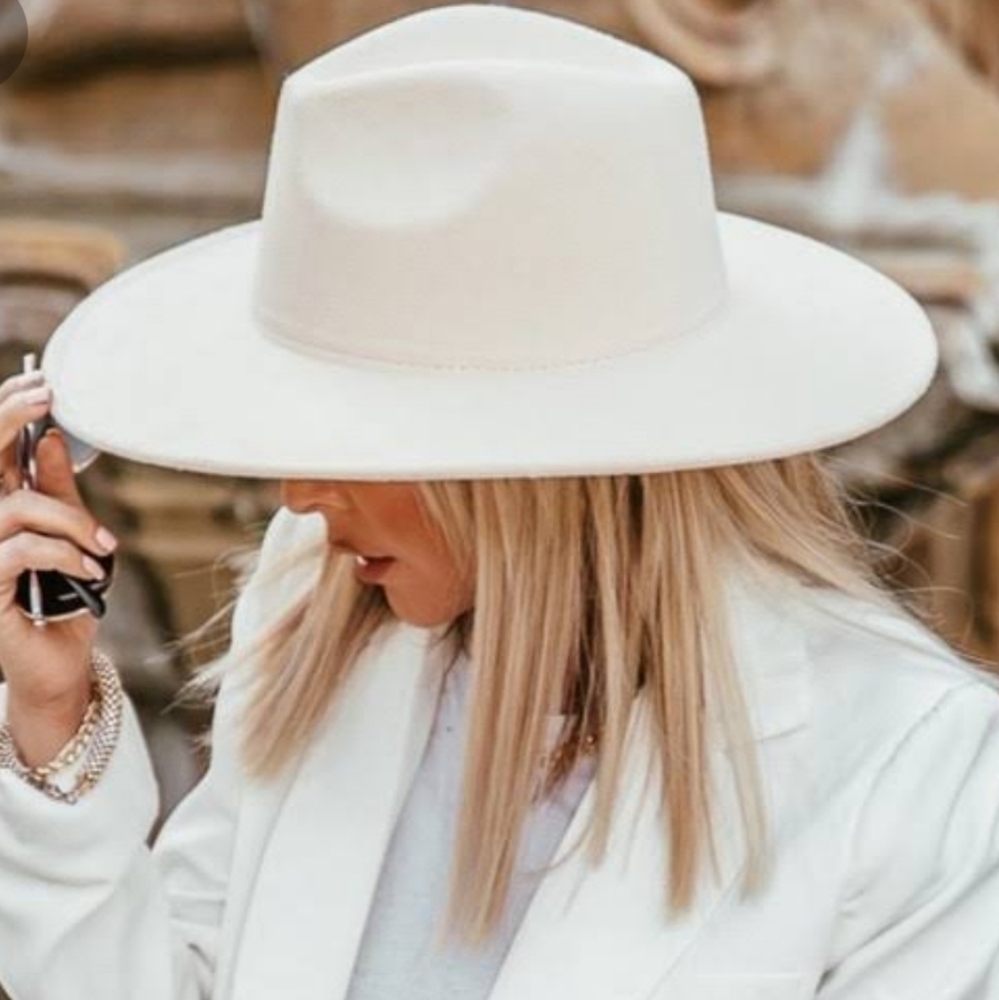 Women's Ecru Western Felted Fedora Adjustable
